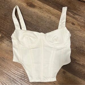 Zara White Denim Corset Top
